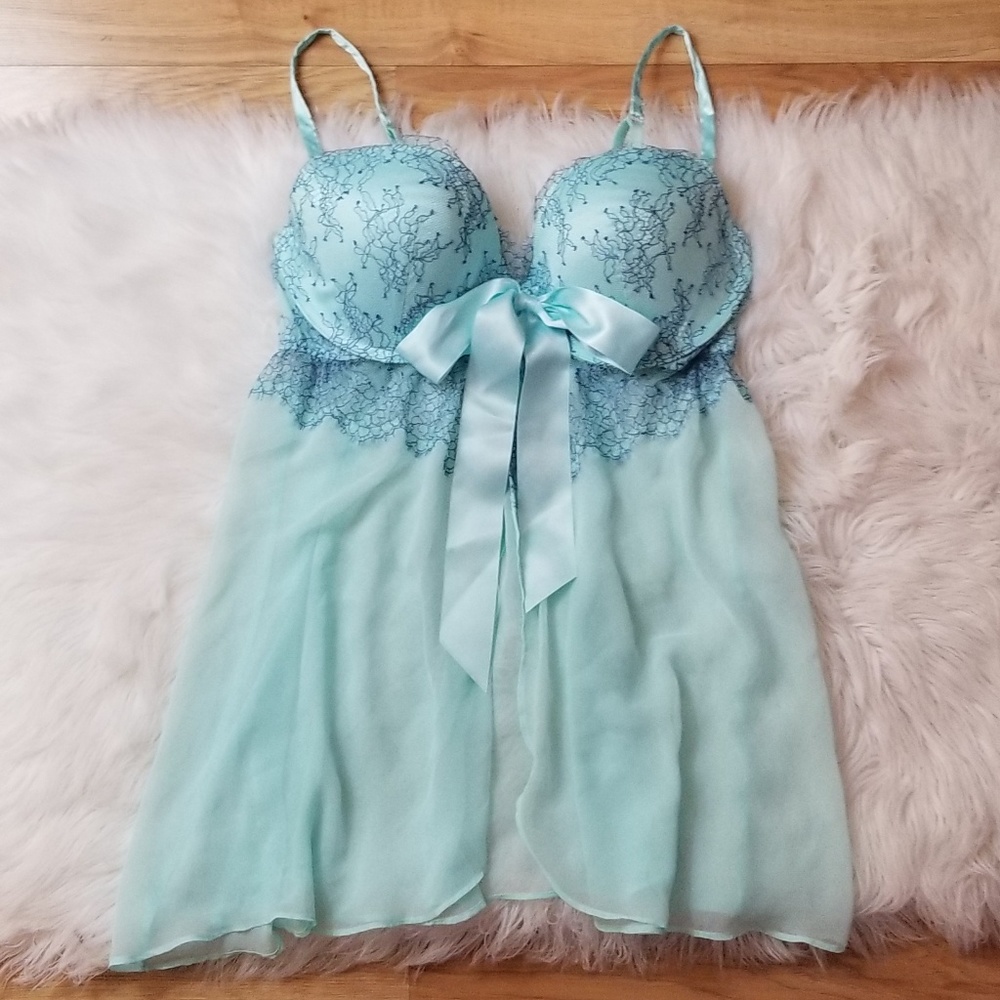 Victoria's Secret Aqua Lace Babydoll Bra